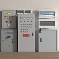 Industrial Electrical Control Panels With Buttons Meters Indicator Lights And Warning Signs
