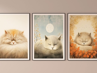 Modern Animal Painting Cartoon Decorative Painting 3d model