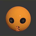 Yellow Round Emoji With Big Black Eyes And Number Three Mouth