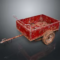 Red Rusty Old Trailer With Metal Frame Wheels And Tow Hitch