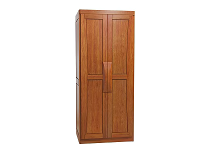 Wooden Double Door Wardrobe With Natural Wood Grain Brown Finish Classic Design 3d model