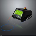 Professional Black Diagnostic Device With Green Screen Red Button And Connected Probe Cables 3d model
