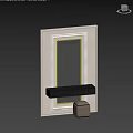 Modern Dressing Table With Large Mirror Black Drawers And Brown Stool Interior Design 3d model