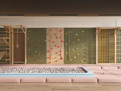 Indoor Playground With Climbing Walls And Ball Pool 3d model