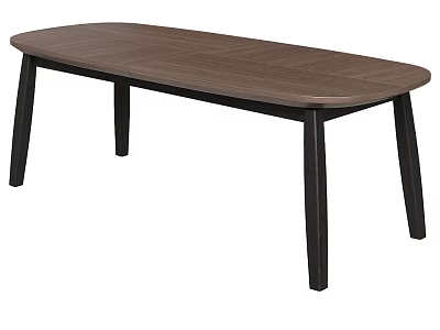 Stylish Modern Dining Table Featuring Oval Wooden Tabletop and Black Legs 3d model