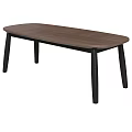 Stylish Modern Dining Table Featuring Oval Wooden Tabletop and Black Legs