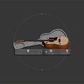 Musical Instrument Acoustic Guitar Placed in Open Hard Case with Natural Wood Design