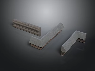 Architectural Building Textured Stone Components With L Shaped And Rectangular Forms 3d model