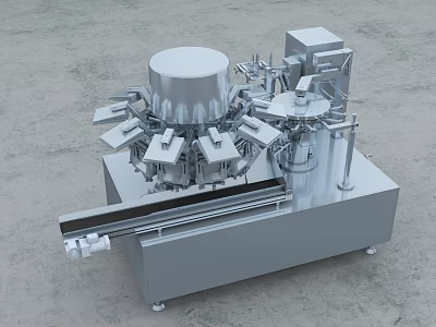 Stainless Steel Rotary Industrial Equipment With Conveyor Belt And Processing Units 3d model