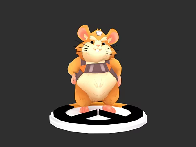 Cartoon Reptile Character Standing On Black And White Circular Base 3d model