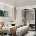 Luxury Hotel Room Interior With Comfortable Bed And Modern Bathroom