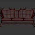 Classic Vintage Sofa Featuring Red Tufted Upholstery Carved Wooden Frame And Ornate Legs