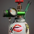 Commercial Gas Cylinder Equipment With Dual Green Decorative Patterns Wheeled Cart And Attached Wires