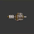 Sci Fi Mechanical Weapon with Blue Grip Yellow Accents and Metallic Finish