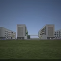 Modern School Buildings Featuring White And Wooden Exterior With Trees And Cars On Street