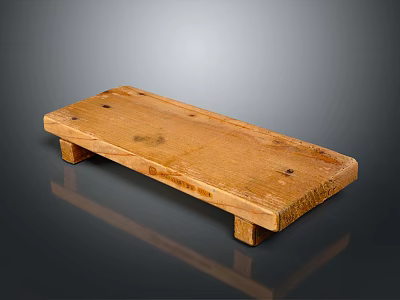 Rustic Solid Wood Bench With Simple Design And Natural Wood Grain 3d model