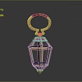 Vintage Gold Lantern With Glass Panels And Wooden Accent Ring Handle
