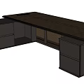 Modern Wooden Office Desk With Brown Chevron Pattern And Silver Metal Accents
