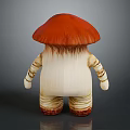 Cartoon Mushroom Character With Red Cap White Body And Striped Arms Legs