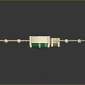 Elegant Fashion Necklace With Gold Beaded Chain And Green White Gemstone Pendant