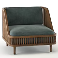 Accent Leisure Chair with Dark Green Upholstered Cushion and Wooden Frame Design