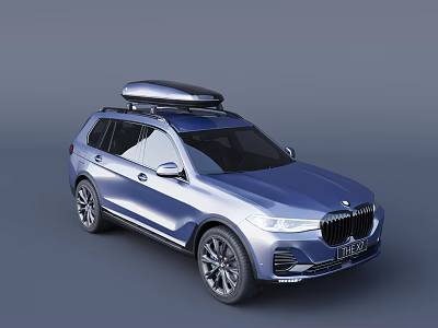 Blue SUV Featuring Roof Cargo Carrier Modern Sleek Exterior And Large Alloy Wheels 3d model