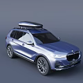 Blue SUV Featuring Roof Cargo Carrier Modern Sleek Exterior And Large Alloy Wheels