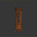 Antique Ornate Carved Wooden Cabinet With Glass Doors And Drawers Design