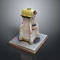 Stone Garden Ornament with Carved Details Mossy Top Square Base and Drainage Grill