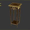 Wooden Side Table with Square Top Lower Shelf and Carved Brown Legs