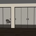 Modern Sliding Wardrobe Doors With Sleek Black Frames And Light Wall 3d model