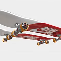 High Quality Skateboard Sports Equipment With Black White Deck And Orange Wheels 3d model