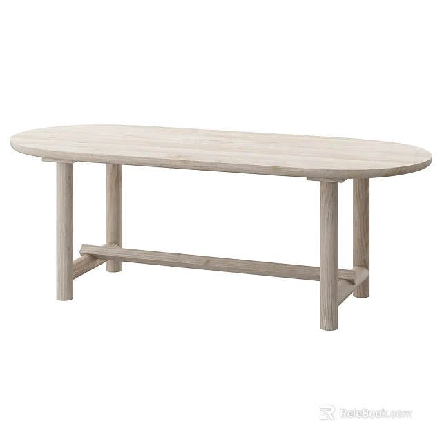 Light Wood Oval Shaped Dining Table With Simple Home Interior Design 3d model
