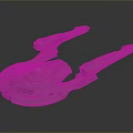 Futuristic Starship 3D Model Featuring Disc Shaped Hull Blue Glowing Engines And NCC 1058 Identifier For Cosmic Exploration