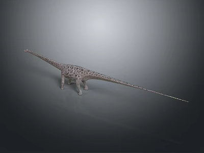 Detailed 3D Dinosaur Model With Long Neck Tail And Spotted Body On Gray Background 3d model