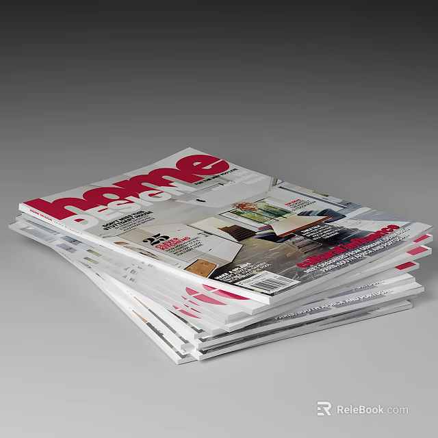 Stack of Home Decor Magazines With Cover Images Featuring Interior Design Ideas 3d model 