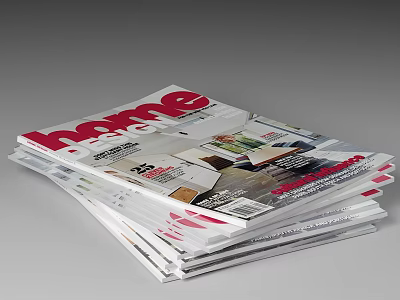Stack of Home Decor Magazines With Cover Images Featuring Interior Design Ideas 3d model
