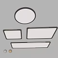 Modern Ceiling Lights with Round and Rectangular Shapes Black Frame and White Panel Design 3d model