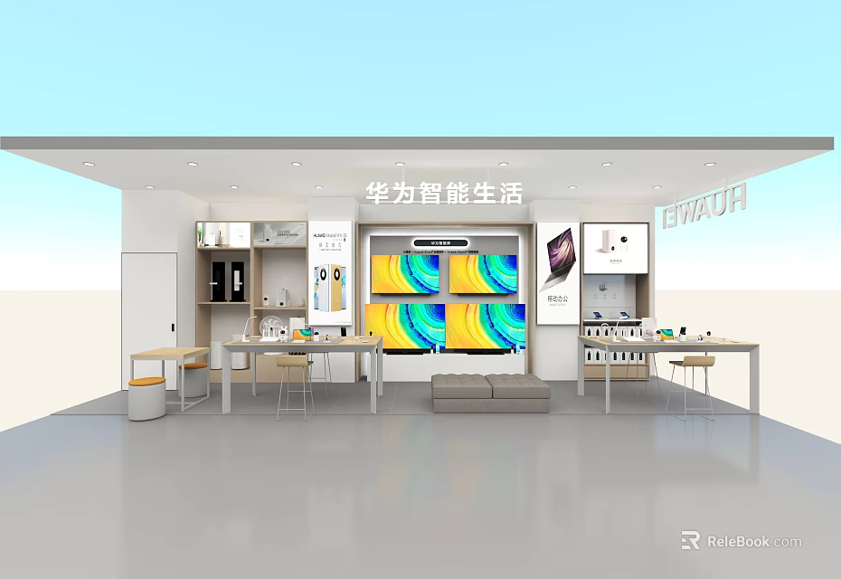 Huawei Smart Life Store With Electronics Display And Smart Devices Showroom 3d model 