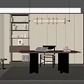 Modern Study Room Interior With Writing Desk Chair Bookshelves And Pendant Light
