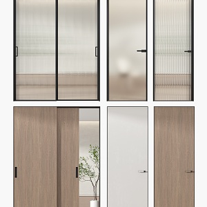 Modern swing door minimalist door combination 3d model