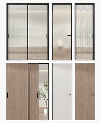 Modern swing door minimalist door combination 3d model