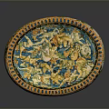 Ornate Decorative Ceramic Bowl With Colorful Scenic Patterns Gold Rim And Sturdy Base