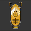 Yellow Underwater Submersible with Metal Frame Propeller Floats and Circular Hatch