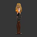 3D Female Character Model With Orange Hair And Sci Fi Armor Front Back View