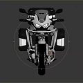 White Adventure Motorcycle With Blue Accents Red Frame Side Cases Rear Box And Spoked Wheels