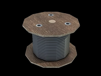 Wooden Component With Octagonal Base And Metal Coiled Structure Top Holes 3d model