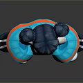 Anime Game Character Featuring Twin Buns Dark Hair Blue Orange Accents Coat Shorts Socks Sneakers