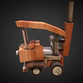 Wooden Building Blocks Toy Truck Model With Detailed Cabin And Round Wheels