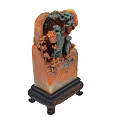 Intricate Traditional Multicolored Stone Sculpture With Detailed Carvings And Sturdy Wooden Base